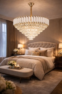 Lustra suspendata cu cristale pentru interior elegant