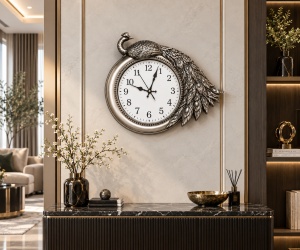 Ceas De Perete Silențios Cu Design Păun – "Norevian" - Img 3