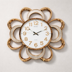 Ceas Perete Silentios cu Fosfor Design Floral - "Seralune"