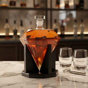 Decantor de Vin Design Geometric tip Diamant cu Suport - "Varsen" - Img 4