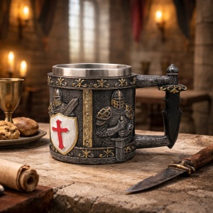 Halba tematica cavaleri templieri cana medievala decorativa