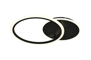 Lustră LED modernă cu design în cercuri împletite, ideală pentru dormitoare și livinguri elegante, oferind lumină uniformă și un aspect minimalist
