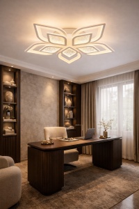 Lustră LED modernă în formă de floare cu elemente geometrice luminoase