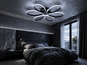 Lustra LED Modernă 120W cu Telecomandă Temperatură Reglabilă 2800K–6500K Design Floral Negru
