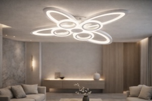 Lustra LED cu design abstract si inele luminoase