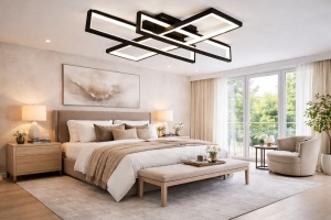 Lustra LED moderna geometrica neagra design minimalist plafon