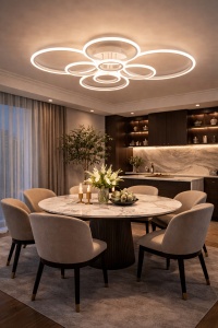 Lustra LED cu inele luminoase design modern