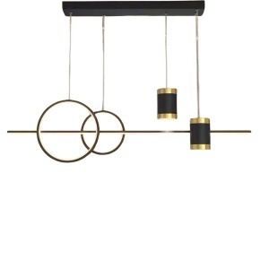 Lustră suspendată modernă cu design geometric, finisaj negru și auriu