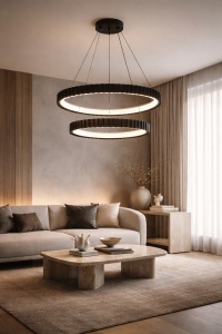 Pendul LED Dubla Negru Suspendat cu Telecomanda Design Ondulat Modern - "Nefira"