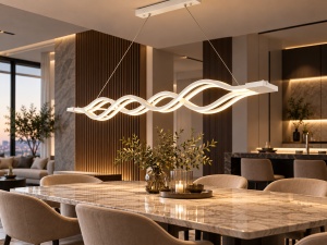 Pendul LED Suspendat Lumina Reglabita 3000–6500K Design Ondulat cu Telecomanda - "Serion"