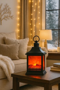 șemineu decorativ vintage cu jar artificial și suport de agățare