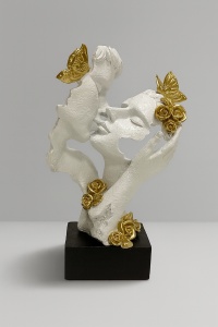 Statuetă abstractă Îndrăgostiți - "White Amour"