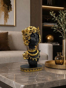 Statueta Africana cu Detalii Florale - "Iverana" - Img 3