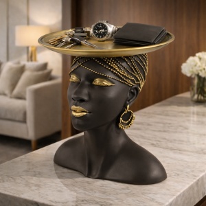 Statueta femeie africana suport bol decorativ design elegant