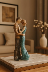 Figurină decorativă cu cuplu îmbrățișat, ornament romantic pentru casă, decor cadou pentru cupluri