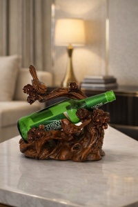 Suport de vin decorativ cu păsări și flori