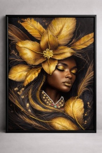 Tablou Femeie Africană cu Pietricele 70x50cm - Black