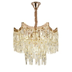 Candelabru auriu cu cristale, stil modern luxury pentru living