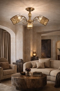 Candelabru Clasic 3 Brate Finisaj Bronz Antic - "Torelia"