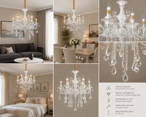 Candelabru Clasic cu Cristale Finisaj Argintiu Elegant - "Candelis" - Img 2