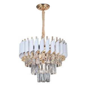 Lustra luxoasa cu cristale si finisaj auriu design elegant pentru living