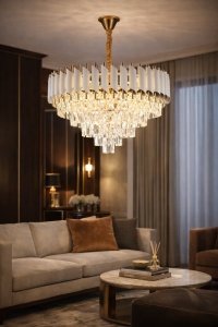 Candelabru Elegant Auriu cu Accente Albe și Cristale - "Tarelos"