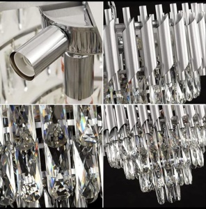 Candelabru Modern Cristale și Finisaj Argintiu - "Seravian" - Img 4