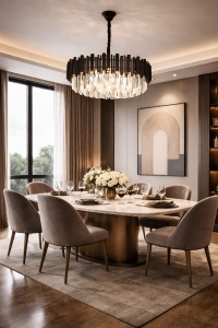 Candelabru modern negru cu cristale, design dreptunghiular