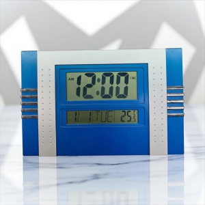 Ceas digital de birou cu afișaj LCD, funcții oră, dată, ziua săptămânii și temperatură, ideal pentru casă