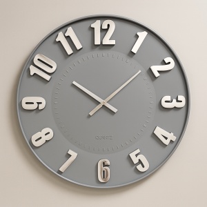 ceas decorativ modern gri cu cifre mari pentru living sau birou