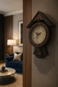 Ceas perete vintage cu cadran retro și pendul decorativ