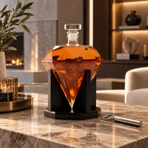 Decantor de Vin Design Geometric tip Diamant cu Suport - "Varsen"
