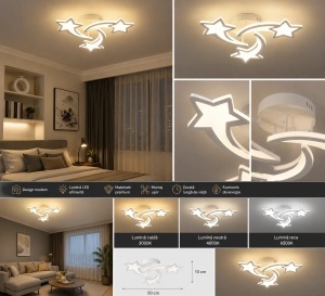 Lustra LED 66W cu Telecomandă Lumină Reglabilă 3000K–6500K - Img 2