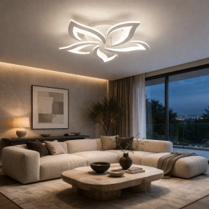Lustră LED modernă în formă de floare cu elemente geometrice luminoase