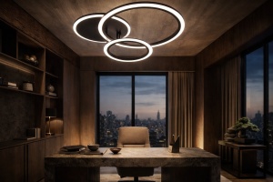 Lustra LED cu Telecomanda Model Modern 3 cercuri - "Nurell"