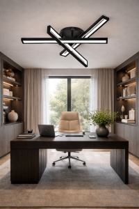 Lustra LED neagra cu linii geometrice stil modern