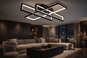 Lustra LED moderna geometrica neagra design minimalist plafon