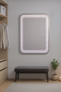 oglinda LED dreptunghiulara cu rama din aluminiu si lumina reglabila rece calda neutra