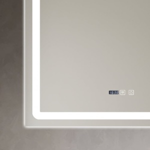 oglindă LED de baie cu funcție de dezaburire, ceas și termometru,design modern
