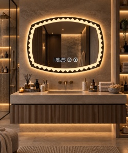 Oglinda LED Touch DECORIALE cu Dezaburire , Ceas si Termometru 80x60cm - "Sevlan"