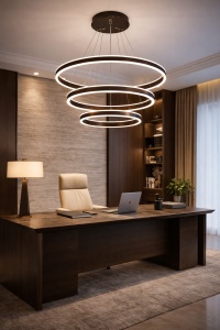Lustră modernă LED cu cercuri suspendate, iluminat decorativ reglabil pentru living elegant, design contemporan cu inele luminoase