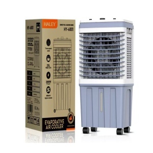 Răcitor de Aer Portabil HALEY, 2000W, Rezervor 25L, 3 Viteze, 2 Cutii Gheață, Debit 6000 m³/h, Alb/Gri, Control Mecanic