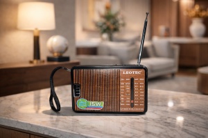 Radio portabil LEOTEC LT-607B World Receiver cu antenă telescopică, FM MW SW, design clasic cu finisaj tip lemn