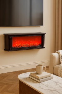 șemineu decorativ electric montabil pe perete cu design modern