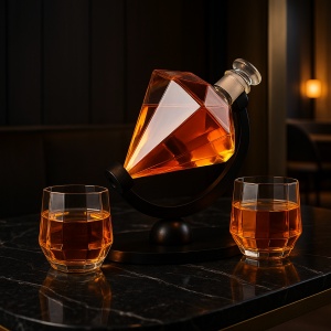 Set decantor diamant cu două pahare
