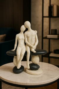 Decorațiune abstractă romantică cu doi îndrăgostiți
