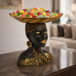 Statueta femeie africana suport bol decorativ design elegant