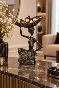 Statuetă Africană Decorativă cu Suport – "Zaveris" - Img 3