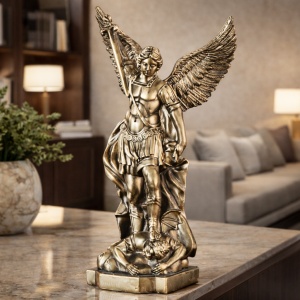 Statuetă Arhanghelul Mihail, simbol al protecției divine, dreptății și victoriei asupra răului