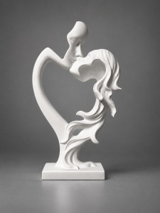 Statuetă Decorativă Cuplu Abstract în Formă de Inimă - "Elviera"